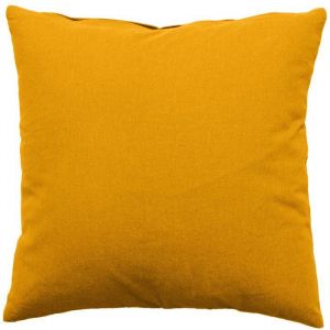 Coussin d&eacute;houssable uni en coton Jaune moutarde 60x60 cm