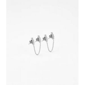 Boucles dOreilles - ZAG BIJOUX - Double Allen - Acier Uni - 2mm x 8mm - Zirconium