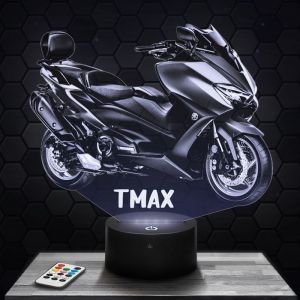 Lampe 3D - Moto/Scooter Yamaha Tmax - Jouet Miniature Cadeau Moto/Scooter Yamaha Tmax - Veilleuse Led Tactile avec socle au choix