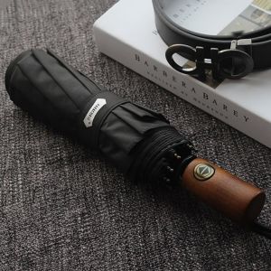 FUNMOON Parapluie Hommes Automatique Affaires 10 C&ocirc;tes Manche En Bois Golf Parasols Coupe Vent Anti UV Parasol Clair Upf50 + -47701