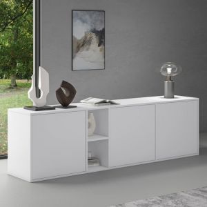 Sogood Buffet Bas 180 cm Commode Meuble de Rangement Blanc Mat Suspendu ou Sur Pied Placard Salon Salle à Manger 3 Portes Schrank02