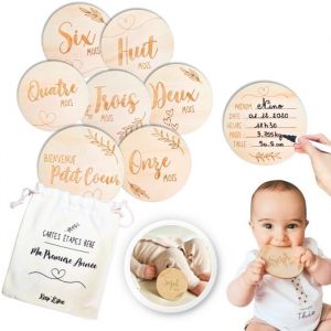 Cartes &Eacute;tapes B&eacute;b&eacute; en Bois mois par mois en Fran&ccedil;ais