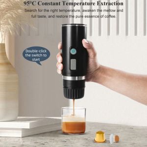Machine &agrave; Cafe Portable-GATBOSN -Cafeti&egrave;re 2 en 1 Compatible avec les Capsules et Poudre de Caf&eacute; Rechargeable Pour Voyage Voiture