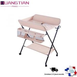 Table à langer pliable - HUANGTIAN - Rose - Hauteur réglable - Tissu Oxford