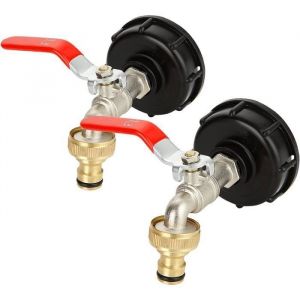 Lot de 2 Adaptateur de Réservoir IBC Robinet Cuve 1000L Robinet Cuve à Filetage 1/2 Robinet Recuperateur Eau pour Recuperateur