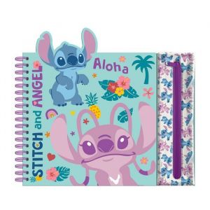 Set de coloriage - Disney - Stitch & Angel - Carnet Trousse et 5 Crayons - Licence Officielle - Multicolore