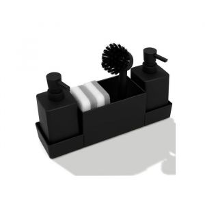 Distributeur Savon Cuisine et Porte &eacute;ponge &eacute;vier Cuisine avec Brosse flacons de Distributeur Savon Liquide Organisateur &eacute;vier