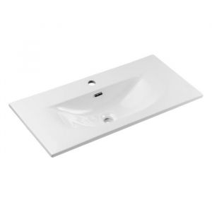 Vasque &agrave; encastrer - DECONATION - Altis - C&eacute;ramique Blanc Brillant - 80 cm - Rectangulaire