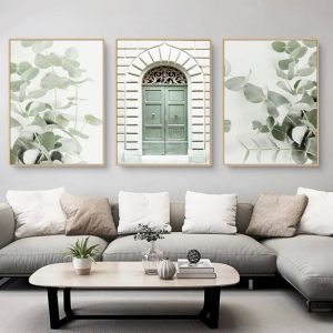 Abstrait Moderne Vert Plante Feuilles Islamique Tableaux Affiche Toile Peintures Murale Art Salon Décor À La Maison 50X70 sans