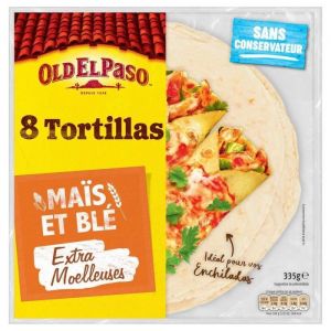 LOT DE 4 - OLD EL PASO - Galettes Tortillas De Maïs Souples - paquet de 8 Galettes - 335 g