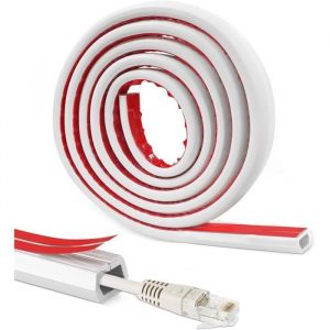 3M Goulotte Passe Cable Auto-adh&eacute;sifCache Cable TV MuralGoulotte Electrique ExterieurCache Cable Sol pour Cacher 1 C&acirc;bleBlanc