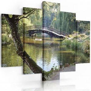 Tableau Décoration Murale Parc Rivière 200x100 cm XXL 5 Parties Impression sur Toile pour la Maison Salon