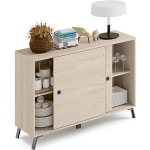 Buffet 2 portes coloris effet bois - Hauteur 87 x Longueur 120 x Profondeur 40 cm