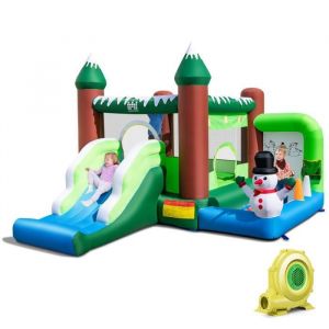 DREAMADE 6 en 1 Château Gonflable Enfants avec Souffleur 680W Toboggan Fosse à Balles Lancer dAnneaux Bonhomme de Neige