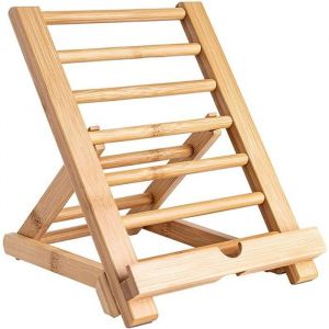 &reg;RisingFF Support de tablette en bambou support mobile pour iPhone iPad tablettes et tous t&eacute;l&eacute;phones portables (grand format)