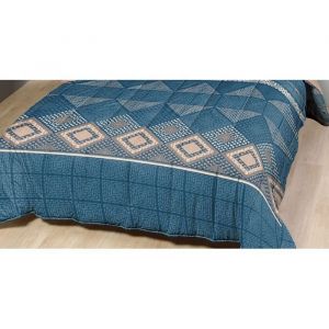 Couette l&eacute;g&egrave;re imprim&eacute;e Ethnic blue / Non tiss&eacute; blanc - 1 ou 2 personnes 200 x 200 - MORTREUX