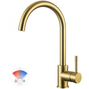 Mitigeur de cuisine - CECIPA MAX - CECIPA MAX - Dor&eacute; bross&eacute; - Bec pivotant 360&deg; - Inox 304 &eacute;conomie 40%