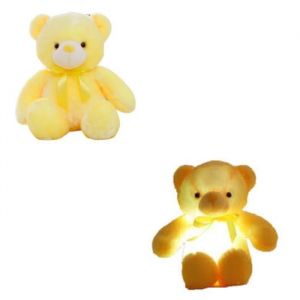 Ours peluche lumineuse veilleuse pour bebe Petit ourson kawaii Ourson de noel Ourson calin Doudou lumineux jaune pour enfant a LED