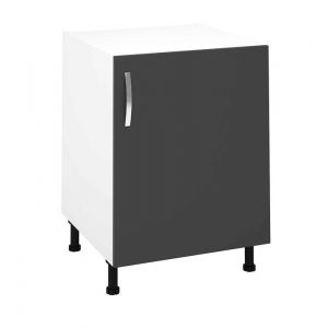 Meuble bas de cuisine avec 1 porte coloris gris - Hauteur 85 x Longueur 60 x profondeur 58 cm