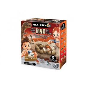 Mega Pack 12 oeufs dinosaures a deterrer - Kit excavation fouille Dino Egg - Figurines - Set Jeu archeologie enfant + carte Tigre