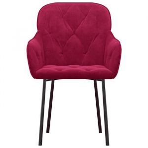 Rouge Chaises &agrave; manger - ROUMEI -[lot de 2] - Pour 2 personnes - Confort ergonomique - Rouge bordeaux Velours 659263