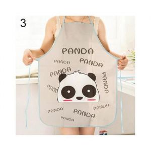 Tablier de Cuisine - Motif Panda - Imperm&eacute;able en PVC - Gris - 70x50cm