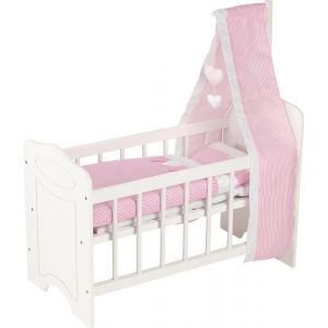 Lit de poup&eacute;e - Berceau - Bois de qualit&eacute; - Tissu en coton - Pour enfants &agrave; partir de 3 ans