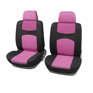 X AUTOHAUX Kit universel de housse de si&egrave;ge de voiture avant Coussin protection si&egrave;ge en tissu plat pour Auto Camion SUV Noir Rose
