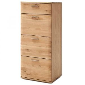 Chiffonnier coloris ch&ecirc;ne poutre blanchi huil&eacute; - Longueur 50 x Hauteur 118 x Profondeur 44 cm