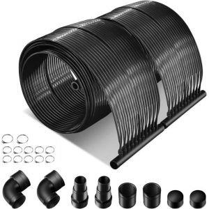RELAX4LIFE Chauffage Solaire Piscine 500 x 75 cm 2 Panneaux de Capteur Solaire pour Piscine Enterrée/Hors-Sol de 21500 L Noir