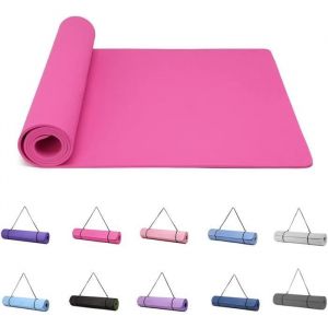 Tapis de Yoga Antid&eacute;rapant TPE Epais 6mm - GOOD NITE - Prune - 183x61cm - Pour Pratique Douce