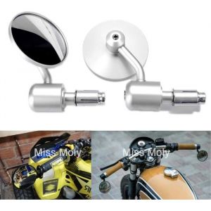 7/822Mm Moto R&eacute;troviseur De Guidon 3 Pouces Rond R&eacute;troviseur Lat&eacute;raux Pour Scooter Chopper Cruiser(Argent)