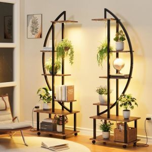Étagères À Fleurs Meuble Support Pour Plantes En Métal 6 Niveaux Avec Lampes De Croissance En Forme Demi-lune  Avec Tiroirs lot 2