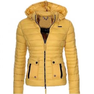 Doudoune chauffante Femmes hiver legere - Trench avec capuche - XH582AAA - Jaune