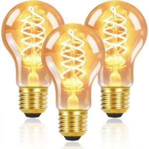 Homefire Lot de 3 Ampoule LED E27 - 4W Vintage A60 blanc chaud 2200K filament ampoule Edison r&eacute;tro ampoule d&eacute;corative &eacute;clairage