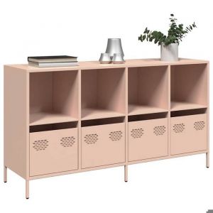 Buffet commode chambre vidaxl rose 135x39x735 cm acier lamin&eacute; &agrave; froid b102