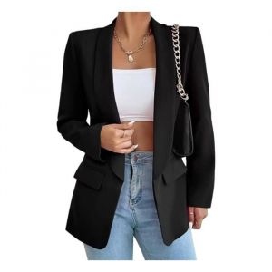 Blazer Femme Manches Longues Casual Revers OL Business Veste Costume Devant Ouvert Manteau Cardigan Blazer Jacket avec PochesNoir