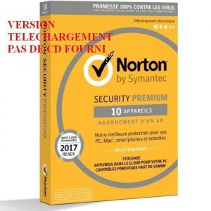 Antivirus - Norton - Security 2021 Premium - 10 appareils - 1 an - Licence ESD