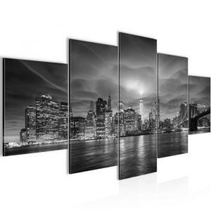 Runa art Tableau Décoration Murale La Ville de New York 200x100 c - 5 Panneaux Deco Toile Prêt à Accrocher 003651c