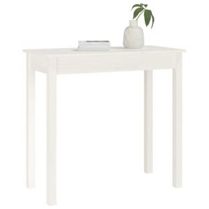 Table console en bois de pin - WIENS - 80x40x75 cm - Blanc - Bois massif de pin - Style Scandinave Moderne