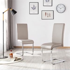 Lot de 2 Chaises de Salle à Manger - Yaheetech - Chaise Salle à Mange en Simili Cuir Couleur Brun Clair Capacité 135 kg