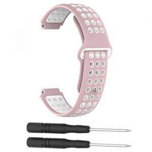 Bracelet Montre en Silicone Bande pour Garmin Forerunner 220 230 235 630 620 735 645 Approach S20 S60 GPS Watch(Rose+Blanc)