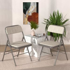 Chaise Pliante Robuste en Tissu et Métal - PIPIPOXER - Lot de 2 - Gris - Bureau - 200 kg