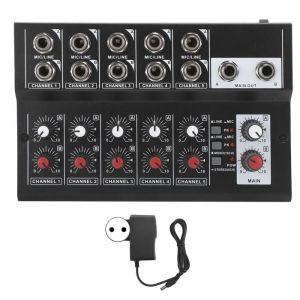 SHI-100‑240V portable &agrave; 10 canaux st&eacute;r&eacute;o Audio Sound Mixer Karaoke Microphone Amplificateur ConsoleEU