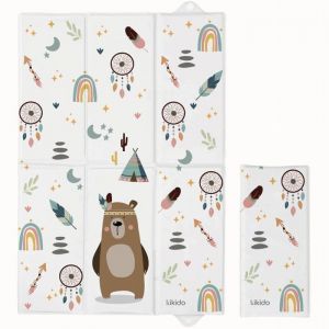 Matelas &agrave; Langer de Voyage 40x60 cm - KIKIDO - Tapis &agrave; Langer B&eacute;b&eacute; - Nomade Pliable Imperm&eacute;able et Portable - Teddy