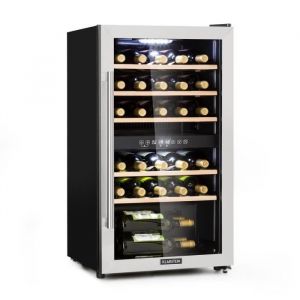 Cave à vin - Klarstein- 2 zones pour 29 bouteilles / 80L- Armoire à vin - 41 db - Frigo bar - inox brossé - Noir