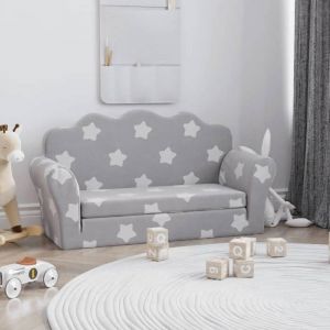 BEAU Fauteuil B&eacute;b&eacute; Enfant/Canap&eacute;-lit enfant 2 places - Gris clair - &eacute;toiles peluche douce94 x 90 x 48cm mode296244