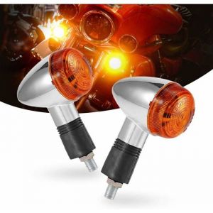 Clignotants de moto 2 pi&egrave;ces Chrome Bullet avant feux arri&egrave;re pour Honda Harley Kawasaki Suzuki Yamaha moto Street Standard person
