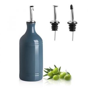SWEEJAR Huilier Et Vinaigrier Céramique 500 ML Bouteille Huile Olive et Vinaigre Avec Deux Bec Verseur - Bleu brume
