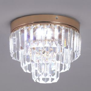 Lustre moderne en cristal à 3 branches Plafonnier encastré rond Pendentif